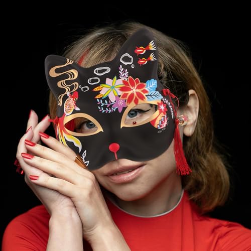 Masque de chat kabuki en matériau de qualité supérieure finitions soignées
