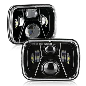 Auxbeam 8000LM 300% Bright 5×7 Headlights, 7×6 Led Headlights with High Low Beam, Compatible With Jeep Cherokee XJ Wrangler YJ Ford Chevrolet, H6054 H5054 Headlights DOT Approved, Black