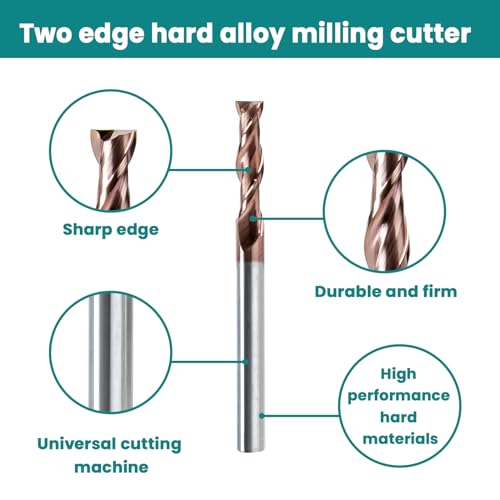 Image of NZ 2 Flute 1 /4 inch Square End Mill with TiSiN Coating | Milling Cutter HRC55 for Machining Hardened Steel, Titanium Alloy, Alloy Steel, Cast Iron
