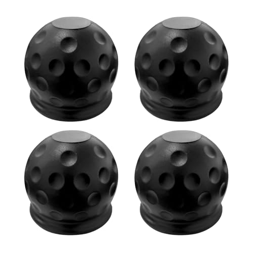 SHMZK 4 PCS Trailer Ball Cover, 2 Inch Rubber Waterproof Towing Hitch Ball Protective Cover, Universal Dustproof Tow Ball Sleeve Replacement for Truck RV Trailer, Car Accessories (Black)