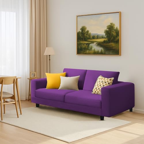 Image of Galib 2 Seater Sofa Set for Living Room (Purple Fabric) Premium Fabric Sofa Set