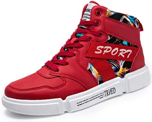 Amazon Askelich アスケリッチ カジュアル スポーツ シューズ 靴 スニーカー メンズ 学生 大きいサイズ おしゃれ トレーニング ジム ランニング ハイカット 人気ランキング ハイ レッド Measurement 24 Point 5 Centimeters Askelich スニーカー