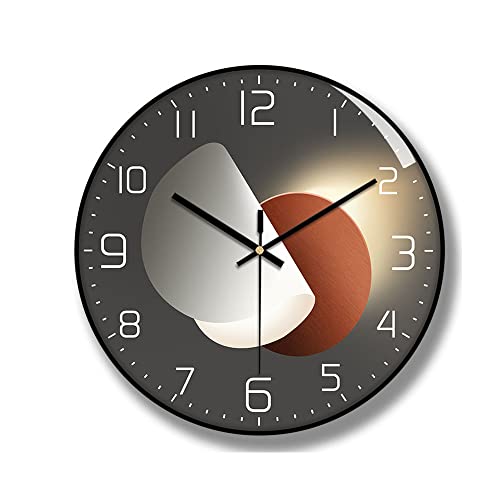 Relogeuhr Moderne Horloge Murale Silencieuse,Horloge Murale Digitale de 30 cm Horloge Murale Ronde Numérique à Quartz, Adaptée au Salon,,au Bureau,à la Chambre à Coucher, à la Cuisine (Noir-A)