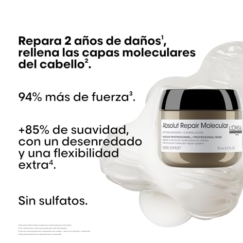 Miniatura 2 de L'Oréal Professionnel Absolut Repair Molecular, Mascarilla Pelo Viaje 75ml