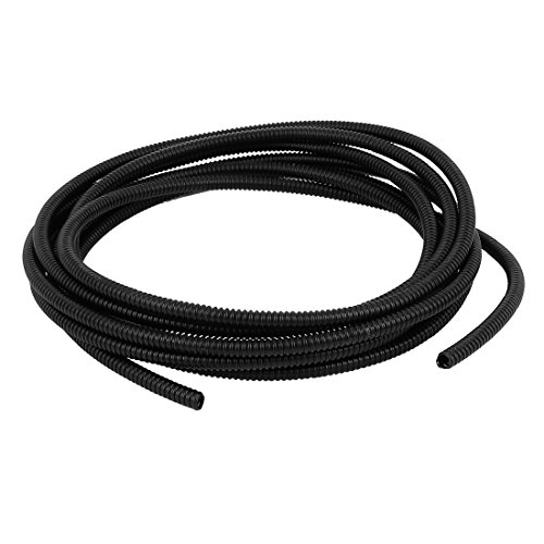 uxcell 4 M 5 x 7 mm PVC Flexible Corrugated Conduit Tube for Garden,Office Black