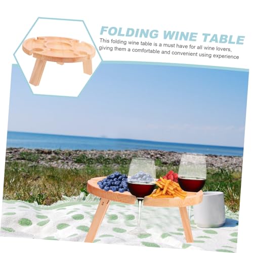 Table pliante extérieure ronde avec support vin et nourriture - 6