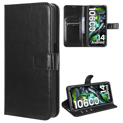 MEMELOKA Handyhülle für OUKITEL WP28E/WP28S/WP28, Internes TPU Stoßfest und Premium PU Flip Wallet Schutzhülle mit Kartenfächer[Magnetverschluss][Standfunktion] - Schwarz