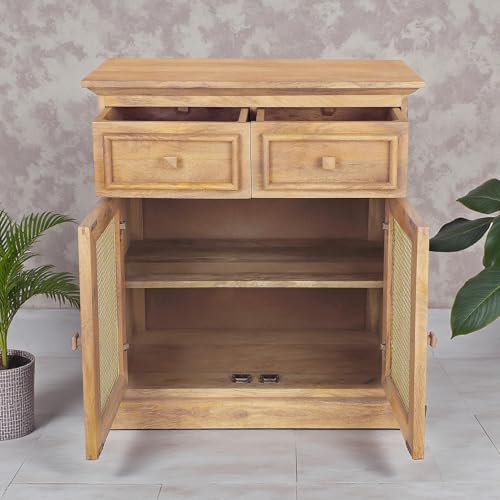 Image of The Attic Ardenwood Classic Cane Door Sideboard,Wooden Sideboard Cabinet, Cane Door Sideboard, Natural Cane