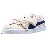 Lazo femenino. PUMA - Zapatillas de Serraje de Mujer en Color Beige con Lazo a Tono. Modelo s Basket Heart Denim