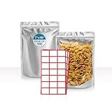 BELLE KR® 7x10 Quart Mylar Bags for Food Storage - Pack Of 100-7.5mil Thick - Gusseted Bottom - Clear Mylar Bags with See Through Window for Freeze Drying food - Labels Included