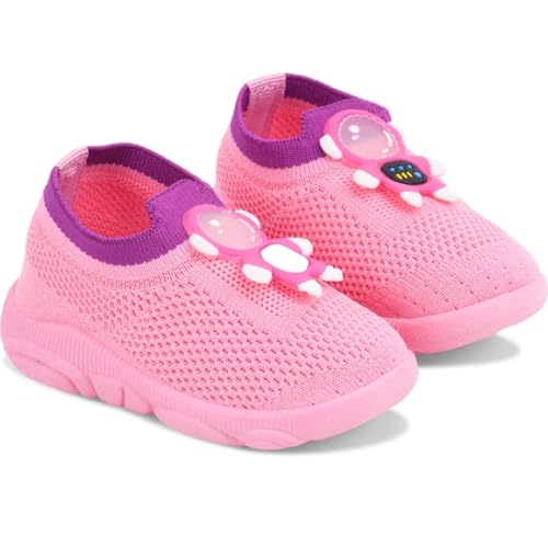Image of HOOH Baby Unisex Walking Shoes with Musical Sound and Spinner, Knitted Upper, Slip Resistant, Mid Top Sneaker, Water Resistant, 0-24 Months