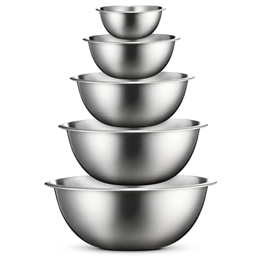 FineDine Five-Piece Nesting Stainless Steel Mixing Bowls