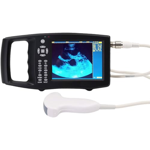 HaiZethonic Escáner Ultrasonido Portátil con 5.6" Pantalla HD,Sonda 3,5 MHz Y Paneles 4 Colores,Función Reproducción Vídeo a 256 Fps,para Uso Veterinario En Detección Embarazo para Varios Animales