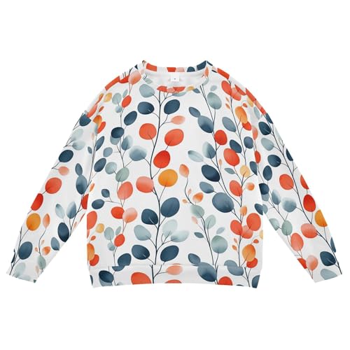 JUNZAN Cartoon Colorful Eucalyptus Leaf Little Boys Hoodie Sweatshirt Crewneck Tops Clothing Shirts Party 4T