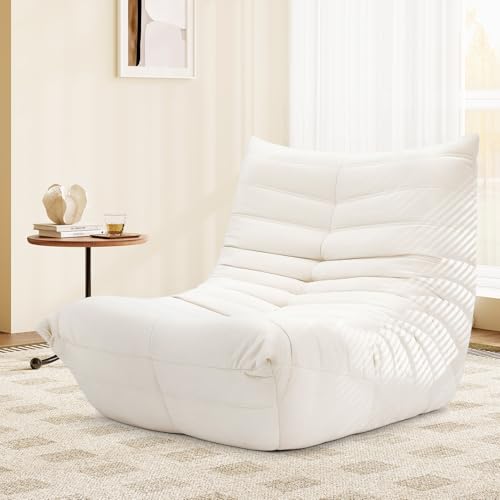 Lounge-Sofa mit Memory-Schaum für kleine Räume: Bodensofa Lazy Sofa aus Wildlederimitat, Cloud Couch für Schlafzimmer & Wohnzimmer, weiße