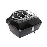 Motorcycle Trunk Tour Pack Tail Box Luggage with Top Rack and Backrest Classic Black