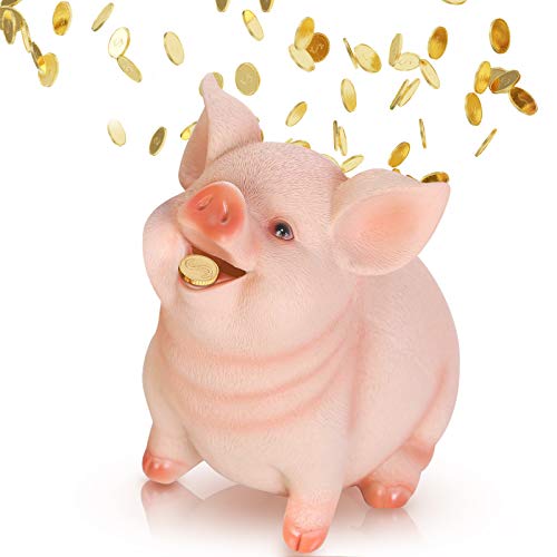 DIYARTS Piggy Bank Unopenable Cute Pig Shaped Coin Money Box Small Silicone Cash Savings Container for Kids Boys Girls (L)