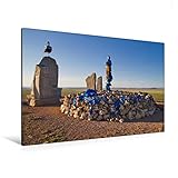 Premium Textil-Leinwand 120 x 80 cm Quer-Format Chinggis Khan Gedächtnisstätte | Wandbild, HD-Bild auf Keilrahmen, Fertigbild auf hochwertigem Vlies, Leinwanddruck von Michael Kurz