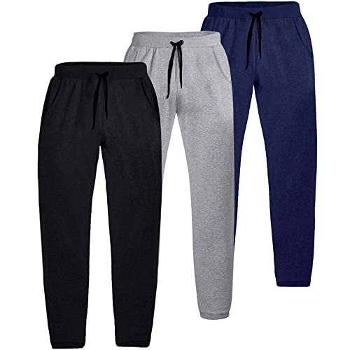 Kit 3 Calças Moletom Masculina Jogger Slim Básica Novastreet Cor:Preto, Cinza e Azul Marinho;Tamanho