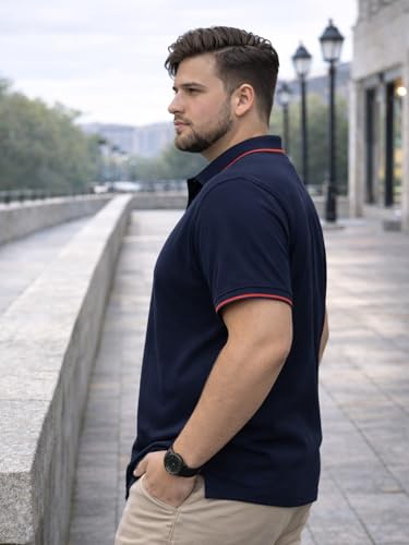 Image of Veirdo Men's Classic Fit Plus Size Polo T-Shirt, Half Sleeve, Stylish Cotton Tee, Formal & Casual Wear, Comfortable & Durable (3XL-5XL)