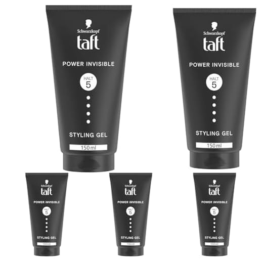 Schwarzkopf TAFT Gel Power Invisible Styling (150 ml), Haargel ohne Verkleben und Beschweren, sanft zum Haar und zur Kopfhaut, veganes, Haarstyling-Gel (Packung mit 5)