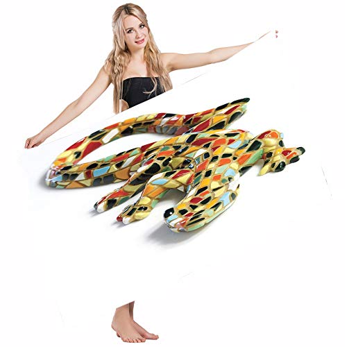 Mugod Beach Towel Bath Towels Sculptures Miniature Gaudi Lizard Ceramic Mosaic Inpspired Tiles Barcelona Yoga/Golf/Swim/Hair/Hand Towel for Men Women Girl Kids Baby 64x32 Inch