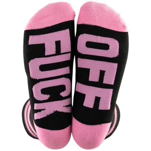 Himozoo Womens FUCK OFF Socks Funny Casual Cotton Ribbed Knit Half Crew Socks Novelty Gifts for Women Wife - Image 5