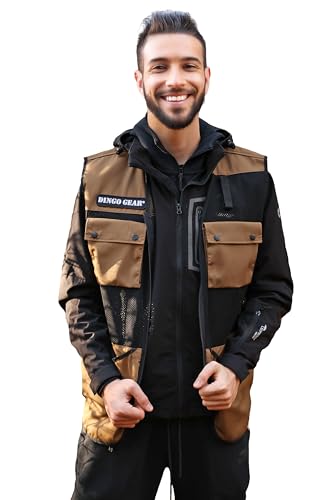 Dingo Gear Professionelle Weste für das Hundetraining, handgefertigt aus Ripstop und Mesh, viele funktionale Taschen, leicht, Farbe – Coyote Braun, Größe – XXL (S01498)