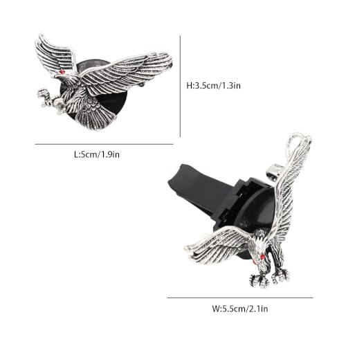 Image of ORIESSE Vintage Eagle Car Air Freshener Vent Clips,2pcs Alloy Silver Hawk Vent Clips Car Accessories for Men,Refillable Diffuser with Felt Mads