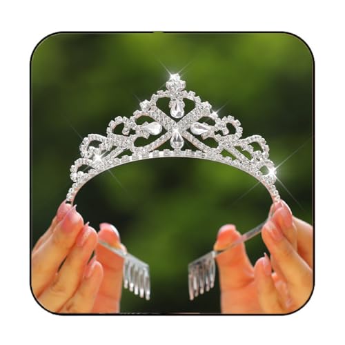 Kilshye Crystal Wedding Tiaras and Crowns Rhinestone Princess Tiara Prom Bridal Headband for Women and Girls (Silver)