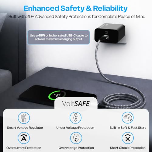 Image of MOZEN by Amkette Samsung Fast Charger GaN 45W | Super Fast Charging (SFC) Protocols | Compatible with Samsung Galaxy S25 /S24 /S23 /S22 /S21 /S20 (Ultra /Plus /Fe), Z Fold /Flip /S /A /F /M | Samsung 45W Adapter