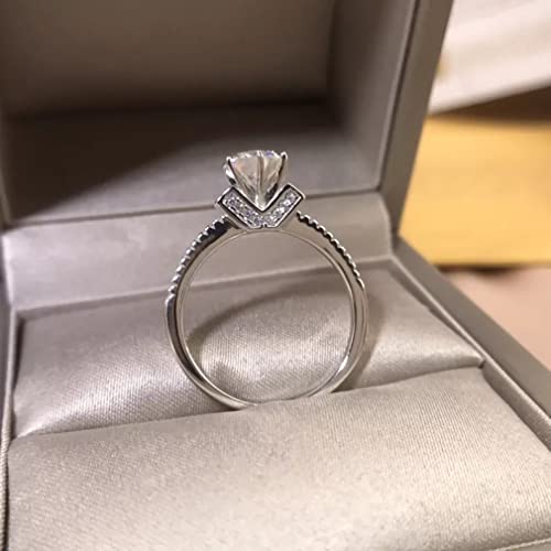 Bague moissanite 1 carat 6,5 mm bijoux femme argent S925 pour mariage engagement
