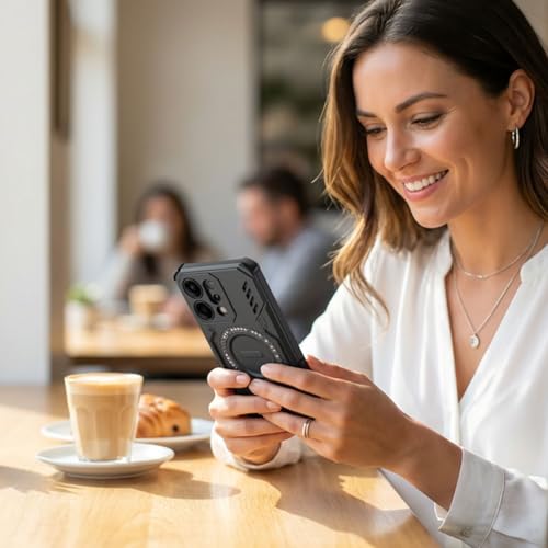Image of ShieldTech Back Cover Case for Oppo Reno 14 5G | 360 Protection Mobile Phone Case Mag-Safe | Camera Protection | Oppo Reno 14 5G Back Cover | Oppo Reno14 5+G - Black TPU+PC