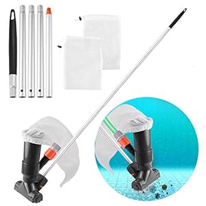 Yodeace Pool Vacuum Cleaner Kit with 2 Mesh Bags, Portable Pool Vacuum Jet Cleaner Pool Cleaning Kit Pool Supplies Accessories with 5 Section Pole for Above Ground Pool Spas Ponds