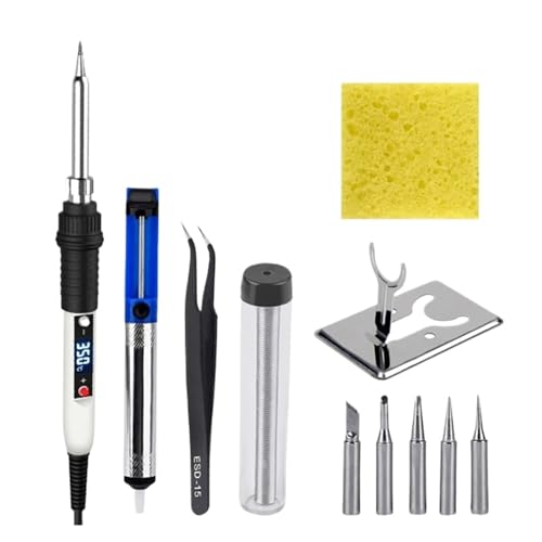 はんだごて セット 温度調節可能な電気はんだごてキット 80W 溶接はんだリワークステーション マルチメーター修理ツール付き DIYや修理に多目的に使える(White KIT3)