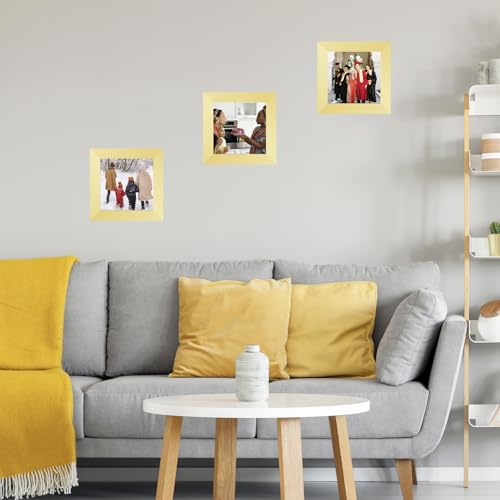 Image of JCJMY 4x4 Picture Frame Gold for Wall Hanging or Tabletop, Wall Mounting Horizontally or Vertically, 4 x 4 Wall Gallery Poster Photo Frame with Shatter Resistant Plexiglass, Gold