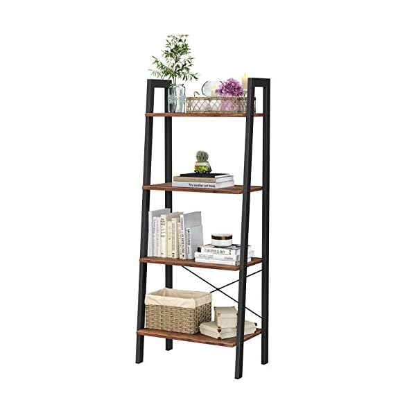 VASAGLE Standing shelf, bookshelves, 4 levels ladder shelf, sturdy metal for the frame - Image 9
