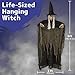 Pretex 6 Feet Tall Witch - Scary Halloween Décor with Glowing LED Eyes and Mouth - Spooky Witch Scary Halloween Decorations Outdoor and Indoor