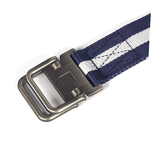 Nylon Belt with Adjustable Metal Buckle Sturdy Breathable and Antiskid Design for Outdoor Work and Casual Wear Blue and White3