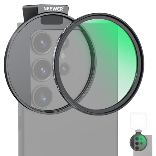 Image of NEEWER 67mm Black Diffusion 1 /4 Filter for Mist Cinematic Effect & Cold Shoe Phone Clip, Pouch & Lens Cleaning Cloth, Compatible with iPhone 17 16 16e 15 Pro Max Android Samsung Galaxy S26 Ultra