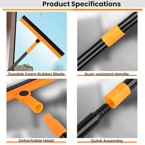 Image of Zureni Floor Squeegee Wiper with Telescopic Handle Angular 180 Rotatable Movement Metal Rod for Home Bathroom Kitchen Wiping & Cleaning (Random Color, Zize- 110.5X 40x 4cm)