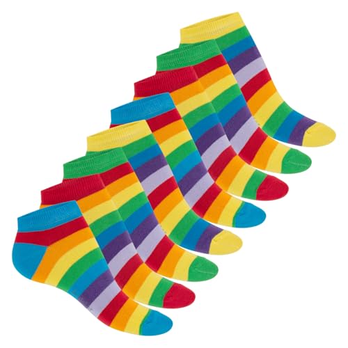 Footstar 8 PAAR Motiv Sneaker Socken Kurze süße Söckchen - Rainbow 39-42