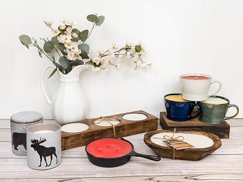 Image of McCall's Candles | Cinnamon Cranberry | Rustic Wooden Bread Bowl Candle | Multi-Wick | USA-Poured Wax | Farmhouse Decor | Reusable Hand-Carved Bowl