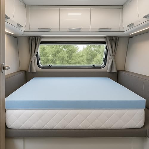 Lounj 2  RV Gel Memory Foam Mattress Topper Queen Short (60x75) Blue