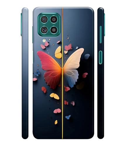 Image of Stylish Butterfly Printed Hard Back Case Cover Compatible for Samsung Galaxy M02S / Samsung Galaxy F02S (Multicolor) - D1665