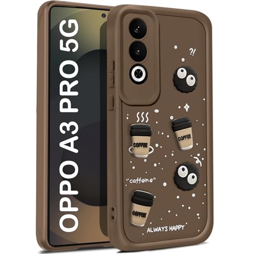 Image of TRUEUPGRADE Coffee Case for Oppo A3 Pro 5G | Cute 3D Cartoon Ball Design | Soft Silicone Back Cover for Oppo A3 Pro 5G | Full Body & Camera Protection | Brown