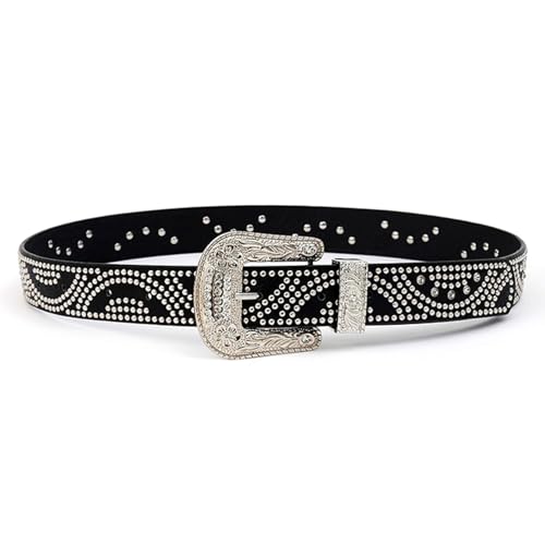 Ceinture cloutée Western Cowboy en cuir de 3,7 cm pour jean