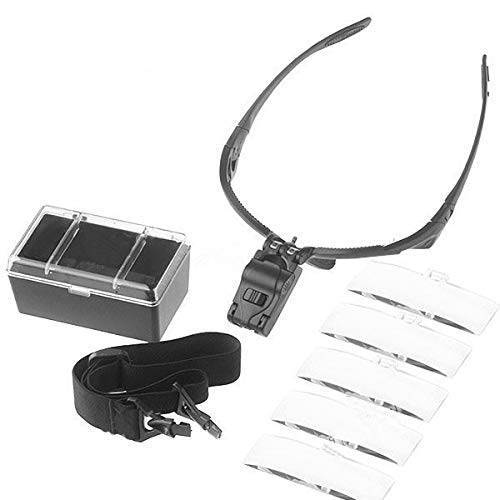 Óculos Lupa de Cabeça com 5 Lentes luz LED Profissional