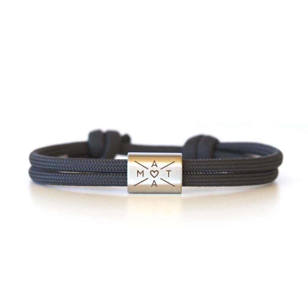 myGreta Personalisiertes Segeltau Armband – Edelstahl Charm mit Gravur - Größenverstellbar & wasserfest – Tolles Geschenk für Damen & Herren