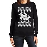 maglione donna christmas ugly sweater renne natale threesome felpa da donna small nero